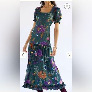 Anthropologie Buff-sleeved Maxi Dress